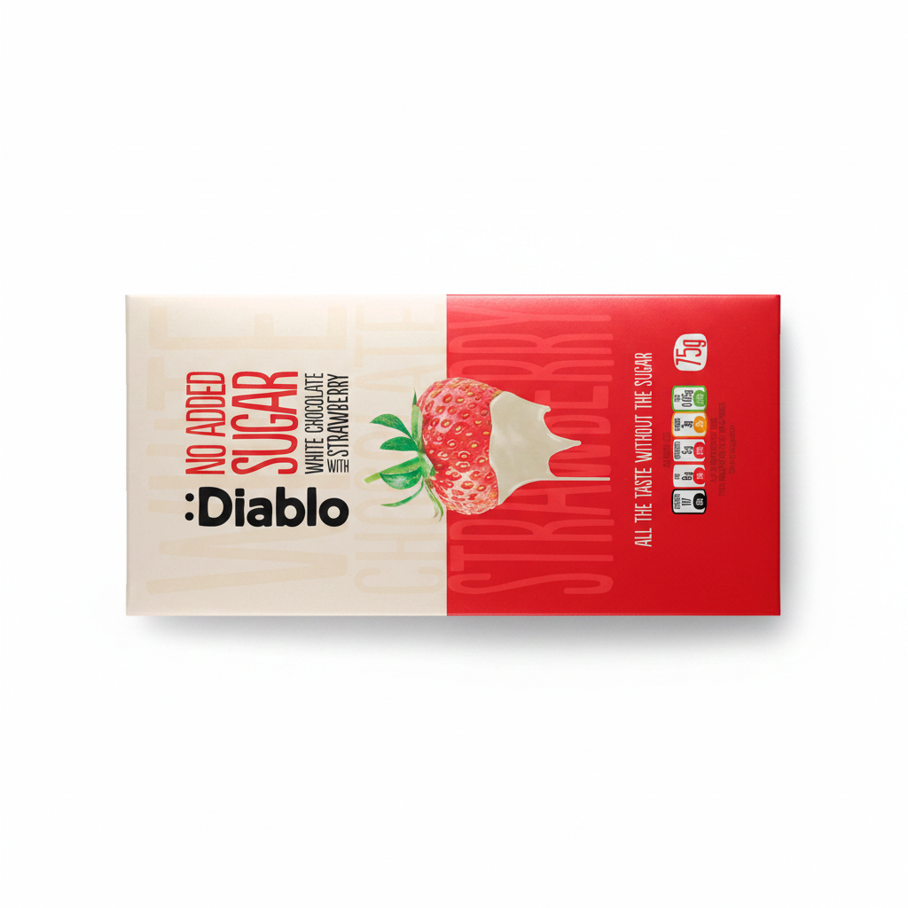 Sockerfri Vit Choklad med jordgubb